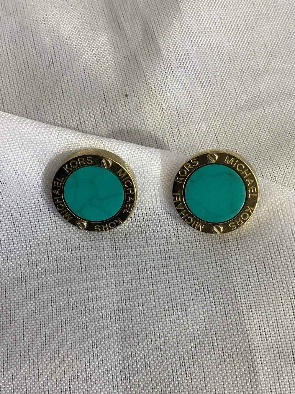 Michael Kors Gold-Tone Turquoise Circle Stud Earrings